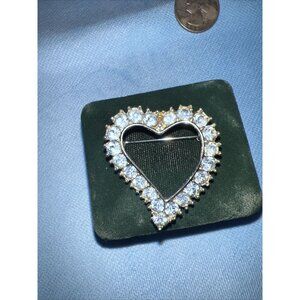 Vintage Sarah Coventry SC Pale Blue Rhinestone Heart Brooch Pendant Lapel Pin